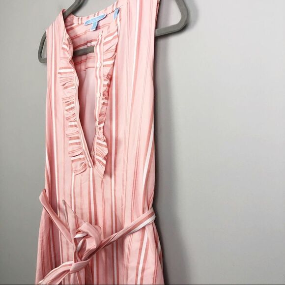 DRAPER JAMES | Ruffle Striped Belted Pink Dress Women’s Size X-Small - Picture 4 of 13